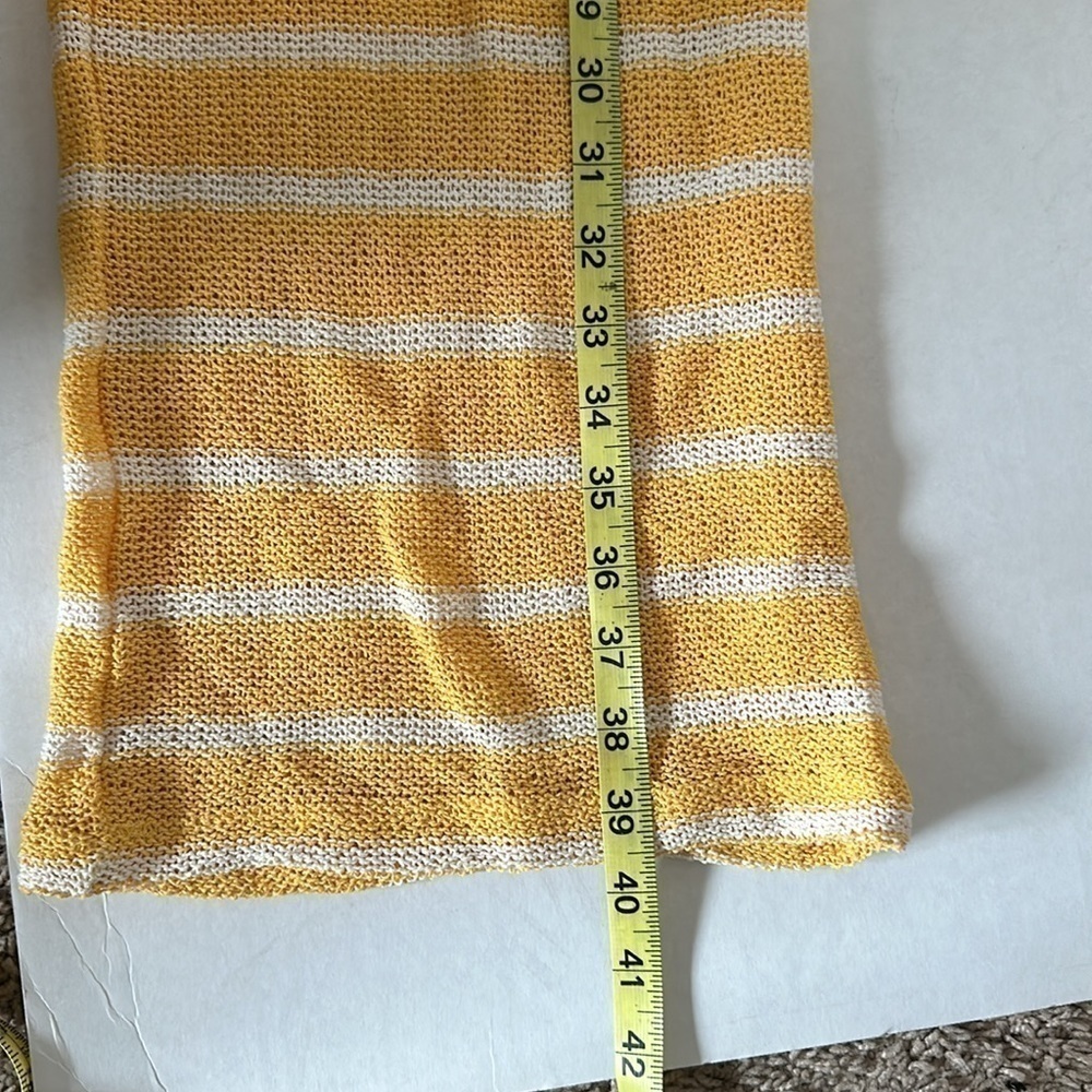 Zara Womens Knit Wide Leg Pants Sz Small Yellow White Stripe High Rise - Picture 10 of 11